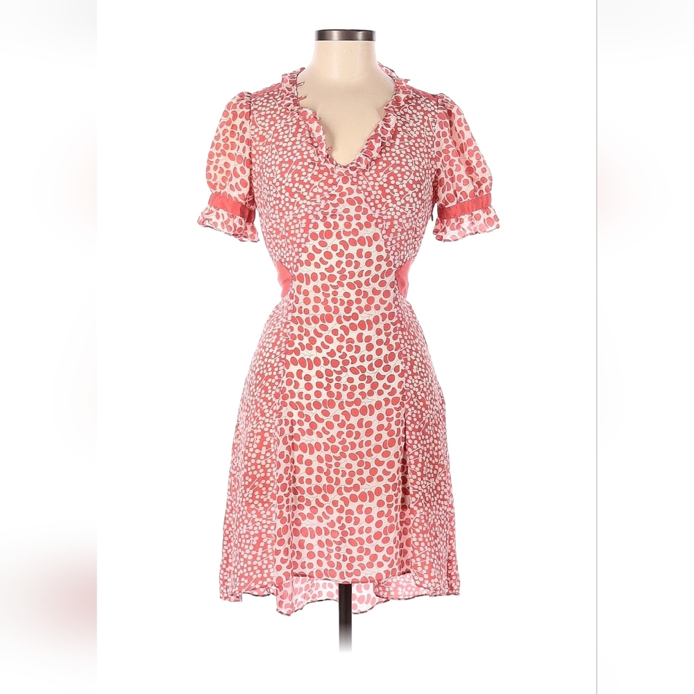 Marc by Marc Jacobs Coral & Cream Polka-Dot Ruffle-Trim Midi Dress